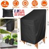 2 Packs Patio Chair Covers Waterproof Outdoor Furniture Protectornti-UV Stacking Chair Cover 47.2"x25.6"x25.6" w/ Drawstring Storage Bag
