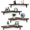 4Packs Corner Floating Shelf Wall Mount Display Storage Shelf Organizer Wood Metal Bedroom Living Room Dïr