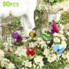 50Pcs Butterfly Stake Ornament Waterproof Yard Plant Flower Bed Pot Ornament Bendable Stake Garden Butterfly Decor