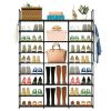 9 Tiers Shoe Rack Metal Shoe Storage Shelf Free Standing Large Shoe Stand 50-55 Pairs Shoe Tower Unit Tall Shoe Organizer with 2 Hooks¯r Entryway Cl