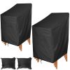 2 Packs Patio Chair Covers Waterproof Outdoor Furniture Protectornti-UV Stacking Chair Cover 47.2"x25.6"x25.6" w/ Drawstring Storage Bag