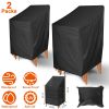 2 Packs Patio Chair Covers Waterproof Outdoor Furniture Protectornti-UV Stacking Chair Cover 47.2"x25.6"x25.6" w/ Drawstring Storage Bag