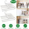 Space Saving Pants Hangers 5-in-1 Stainless Steel Trouser Storage Organizer Non-Slip Clothes Rack Shelves For Pantsãarf Jeans Trousers Skirts