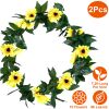 2Pcs 7.2ft Artificial Silk Sunflower Vines Garland Fake Flowers with Green Leaves for Wedding Party Table Decoration
