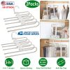 Space Saving Pants Hangers 5-in-1 Stainless Steel Trouser Storage Organizer Non-Slip Clothes Rack Shelves For Pantsãarf Jeans Trousers Skirts