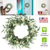 20in Artificial Eucalyptus Leaves Wreath with Berries Fake Green Wreath for Front Door Wall Window Decoration
