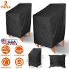 2 Packs Patio Chair Covers Waterproof Outdoor Furniture Protectornti-UV Stacking Chair Cover 47.2"x25.6"x25.6" w/ Drawstring Storage Bag