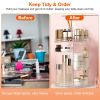 360otating Makeupòganizer Clear Cosmetic Storage Rack Transparent Jewelry Display Box Case with 4 Trays One 17-Slot Top Shelf