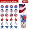24Pcs Set Hanging Ornaments Ball Star Patriotic Festival Party Decor Independence Day 4th of July Christmas Tree Wall Indoor Outdoor Decoration