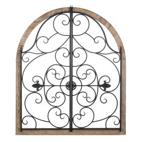 Rustic Arched Wood and Iron Wall Decor: Enhance Your Home with this Stylish Accent Piece