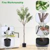 5.9FT Artificial Olive Tree Tall Fake Olive Plant Faux Potted Olive Tree with Lush Olive Branches and Fruitséth Black Planter Pot for Modern Home Of