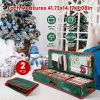 2Pcs Christmas Wrapping Paper Storage Containers Foldable Water Resistant Gift Wrap Organizer with Pockets Handles for Ribbon Card Bows Gift Bag Under