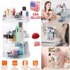 360otating Makeupòganizer Clear Cosmetic Storage Rack Transparent Jewelry Display Box Case with 4 Trays One 17-Slot Top Shelf
