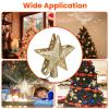 Christmas Tree Topper Star with Projector Light White Revolving White Snowflake Pattern LED Treetop Hollow Golden Glitter Star For Christmas Tree Deco