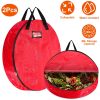 2Pcs ?30in Christmas Wreath Storage Bag 88L Water-resistant Foldable Wreath Container Bag w/ Handles Card Slot
