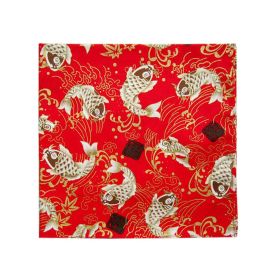 Japanese Red Goldfish Ladies Handkerchief Tenugui for Bento Lunch Wrapping Wedding Decorations