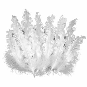 50 Pcs White Curly Artificial Goose Feathers for Birthday Wedding Party Decor, 4-6 inch