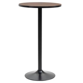 HOMCOM 42 Bar Height Round Table Weathered Wood Top Steel Frame for Home Bar Kitchen Dining Room Brown Black