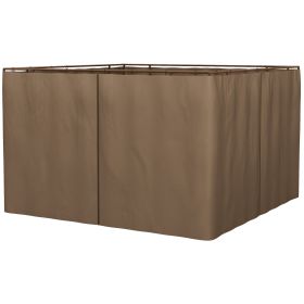 Outsunny 9.84' x 9.84' Universal Gazebo Sidewall Set with 4 Panel, 40 Hook/C-Ring Included for Pergolas & Cabanas, Brown