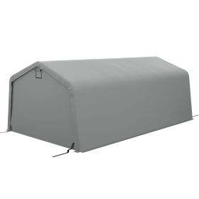 Outsunny Carport 12' x 20' Portable Garage, Heavy Duty Car Port Canopy with Ventilation Windows and Large Roll-up Door, Gray