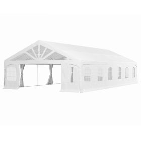 Outsunny Heavy Duty Party Tent, 19.5' x 39' Large Sun Shade Canopy Tent for Parties, Wedding, Events, BBQ Grill, White