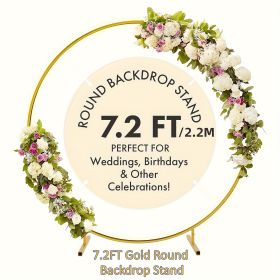 7.2ft Round Backdrop Stand, Stable Balloon Arch Stand, Metal Wedding Arch Backdrop Stand Circle Backdrop Stand Frame for Wedding, Birthday Party