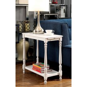 Modern Transitional White 1pc Side Table/Nightstand Hidden Tray Open Shelf Sofa Side Table Turned Legs Multifunctional Home Furniture