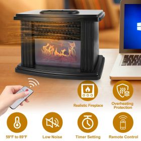 Electric Fireplace Heater 800W Artificial Flame Stove Heater with Accurate Digital Thermostat Timer Setting Remote Control Overheating Protection