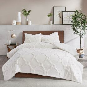 3 Piece Tufted Cotton Chenille Geometric Comforter Set
