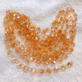 12 FT Champagne Gold Crystal Octagon Beads 14mm Chain, 4 Meters of Golden Chandelier Prism Beads for Wedding Home and DIY Craft Jewelry Decoratio