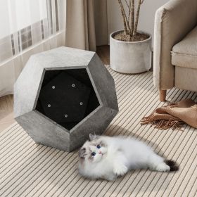 25.98"Modern Pet Furniture Cat Carrier Side Table, Sofa Side Table, Planter MDF Multifunctional Furniture, Cement Gray