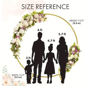 7.2FT Gold Round Backdrop Stand: Ideal for Weddings, Birthdays, Baby Showers & Graduations. Stable Metal Frame for Balloon Arches