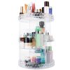 360otating Makeupòganizer Clear Cosmetic Storage Rack Transparent Jewelry Display Box Case with 4 Trays One 17-Slot Top Shelf