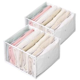 2Pcs Wardrobe Clothes Organizer 7 Grids Foldable Garment Underwear Bra Sock Storage Box Drawer Divider Bin Container