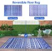 4.98x8FT Reversible Outdoor Rug Waterproof Mat with Storage Bag Portable Plastic Carpet Indoor Outdoor Activity for Picnic Patio Deck RV Trip Blue & W