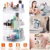 360otating Makeupòganizer Clear Cosmetic Storage Rack Transparent Jewelry Display Box Case with 4 Trays One 17-Slot Top Shelf