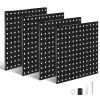 4 Packs Metal Pegboards Black Peg Boards Wall Organizer Panel Board Storage Hanger Tool with 1pacing 1/4ole for Office Garage Basement Craft Roo
