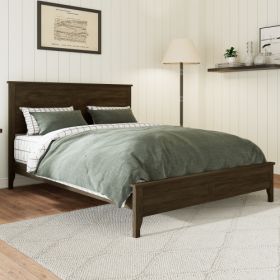 Modern Solid Wood King Size Platform Bed With Sturdy Wooden Slats Support,No Box Spring Needed, Espresso (Option: Espresso)