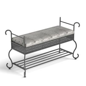 Shoe Rack Bench For Entryway Industrial Bench Rustic Shoe Rack For Small Spaces (Color: Grey)