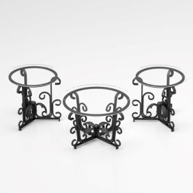 3 Piece Tempered Glass Surface Coffee Table Set Decor Coffee Table (Option: 3PCS)