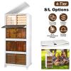 4-Tier Foldable Storage Bins with Lid Front Magnetic Door Collapsible Stackable Closet Organizer Containers with 4Pcs 360otatable Wheels