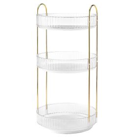 3 Tier Rotating Makeup Organizer 360pinning Perfume Cosmetic Storage Tray 55LBS Load Countertop Shelves for Lotion Lipstick (Option: MakeupOrganizerWhiteMakeupOrganizerWhite)