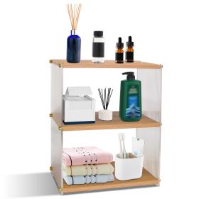3-Tier Acrylic Countertop Organizer Bathroom Wood Counter Storage Rack Standing Vanity Cosmetics Shelf Cup Holder Desk Display Shelves (Option: OrganizerBurlywoodOrganizerBurlywood)