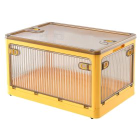 31QT/29L Foldable Storage Bins with Lid 4 Doors Collapsible Stackable Closet Organizer Containers with Lock 4Pcs Wheels (Option: StorageBinYellowStorageBinYellowM)