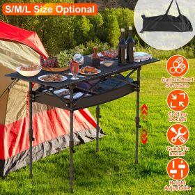 S-M-L Size Options Portable Folding Camping Table With Adjustable Height Rustproof Carbon Steel Foldable Roll-Up Camping Table For Picnic Camping (Option: L 120CM)