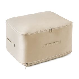 Large Foldable Storage Bag For Comforter Quilt Blanket Clothes Pillows Beddings Self Compression Organizer For Duvet Closet Storage Containers With Du (Option: StorageBagApricotStorageBagApricotL)
