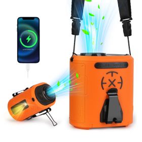 1Pc 5 In 1 Portable Waist Clip Fan With 5 Speeds Flashlight 1WmAh Battery Operated Personal Wearable Turbo Belt Fan Hands-Free Neck Fan For Campi (Color: Orange)