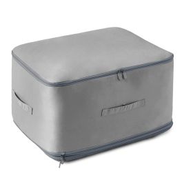 Large Foldable Storage Bag For Comforter Quilt Blanket Clothes Pillows Beddings Self Compression Organizer For Duvet Closet Storage Containers With Du (Option: StorageBagGreyStorageBagGreyL)