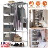 Portable Closet Wardrobe Clothes Storage Cabinet Organizer Garment Hanging Rack Shelves with 4 Storage Bags 1 Shelf 1 Hanging Rod 4 Hooks