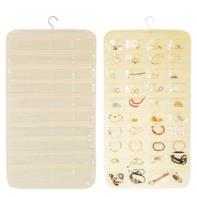 2Pcs Hanging Jewelry Organizer Earring Necklace Bracelet Holder Double-sided 80 Pockets Accessory Storage Pocket (Option: JewelryOrganizerBiegeJewelryOrganizerBiege)
